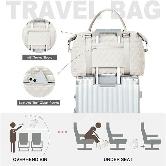 Weekender Duffel Bags Travel Totes Bag  Sports Gym Dance Overnight Wet Pocket - Picture 4 of 6